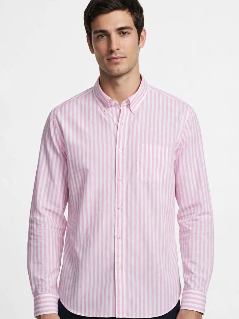 Men’s J. Crew Pink/White Striped Long Sleeve Button Down Poplin Shirt XL NW